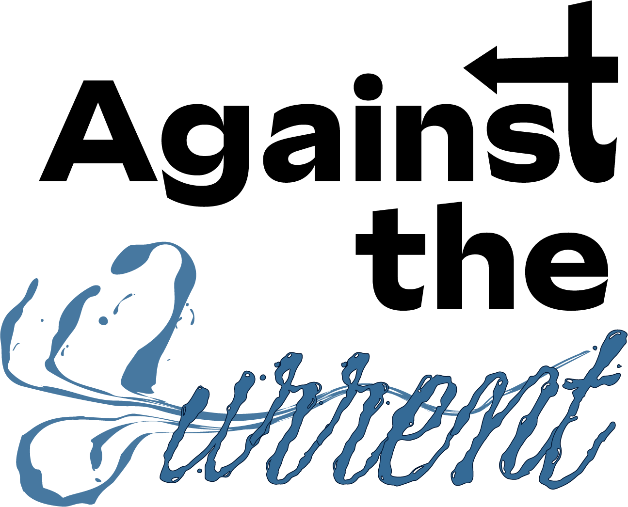 DCEFF Against the Current logo — version 1, bold sans-serif with liquid Current