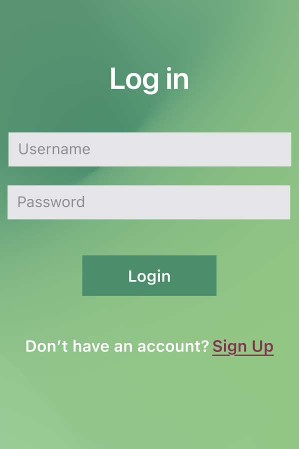 Log in screen