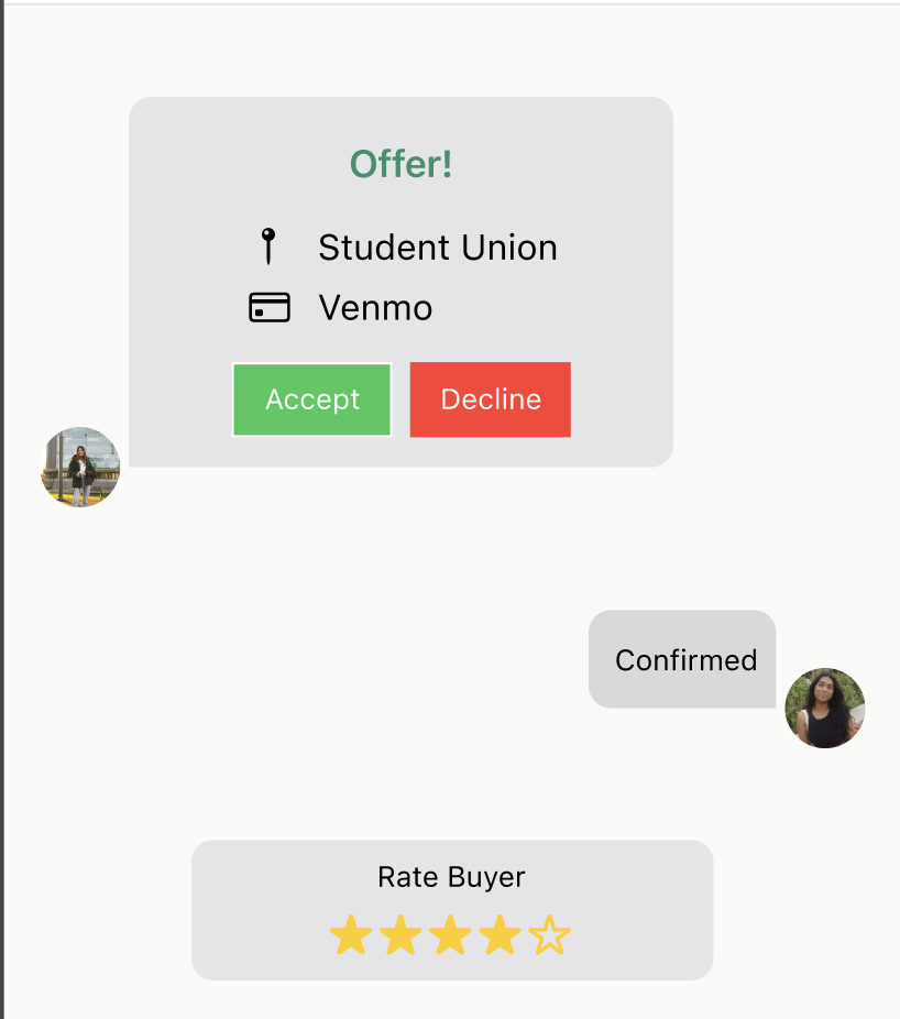 Offer flow with accept and decline options