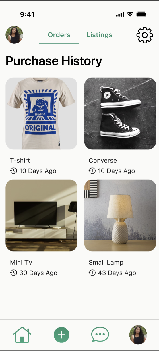 Purchase history orders tab